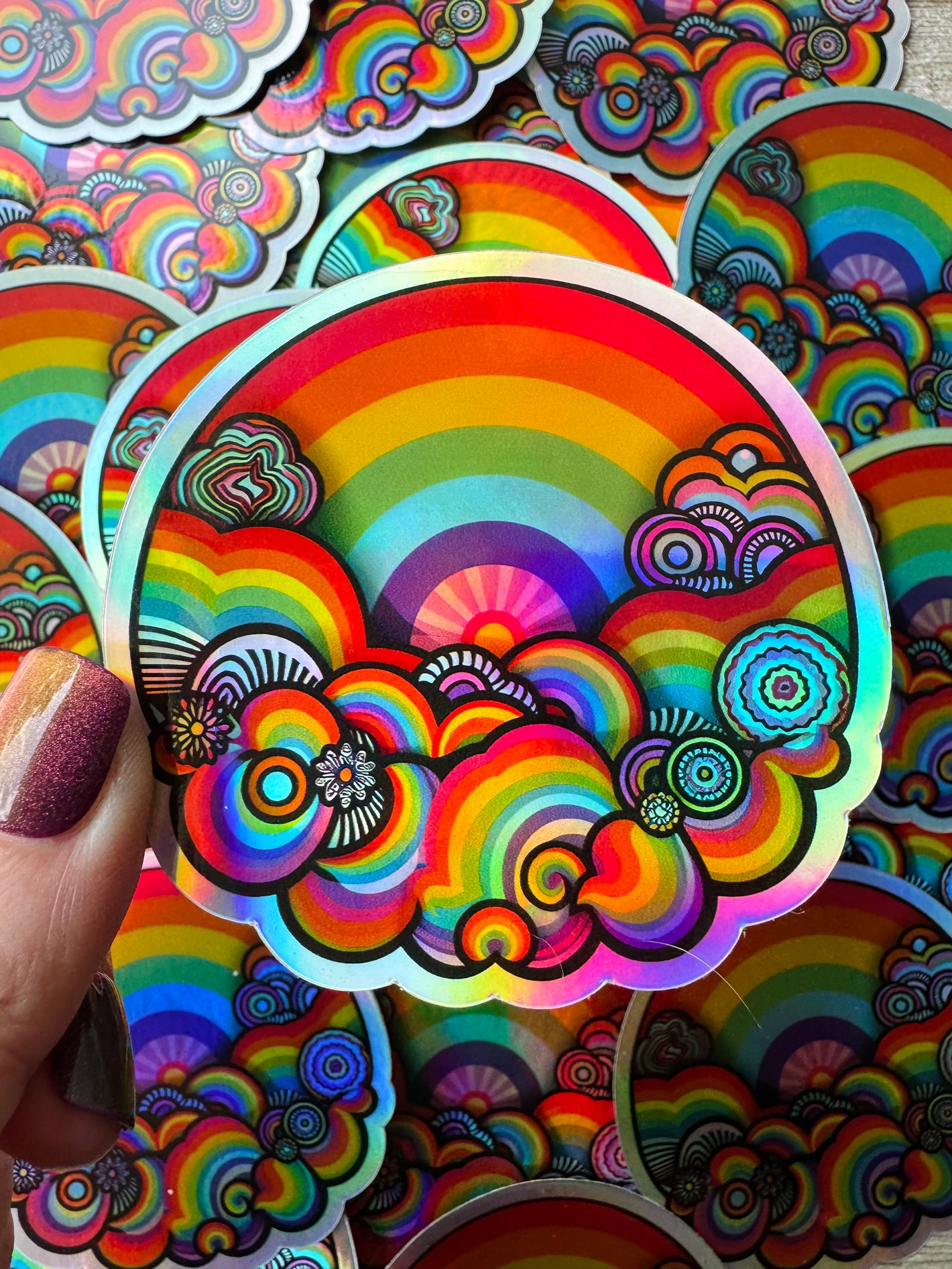 Bespattered Facade Somewhere Inside the Rainbow Holographic Sticker