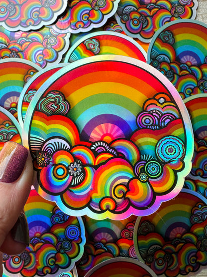 Bespattered Facade Somewhere Inside the Rainbow Holographic Sticker