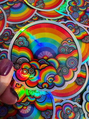 Bespattered Facade Somewhere Inside the Rainbow Holographic Sticker