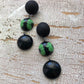 Black & Kelly Green Batik Tri Dot Drop Earrings