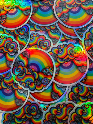 Bespattered Facade Somewhere Inside the Rainbow Holographic Sticker