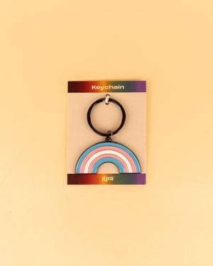 Trans Rainbow Enamel Keychain