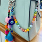 Rainbow Beaded Keychain Wristlet / Phone Lanyard Strap / Bag Chain Purse Charm