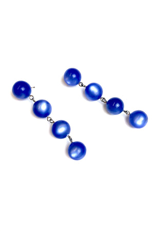 Periwinkle Moonglow Four-Bead Statement Earrings