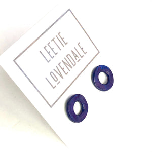 Navy Blue Wavy Donut Stud Earrings