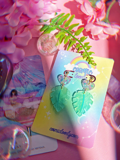 Pastel Spring Leaf Earrings