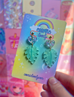 Pastel Spring Leaf Earrings