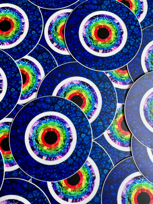 Bespattered Facade Rainbow Painting Collage Evil Eye Sticker