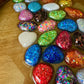 Glittery Rainbow Pebbles Medium Round Acacia Wood Tray