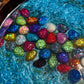 Glittery Rainbow Pebbles Large Round Acacia Wood Tray