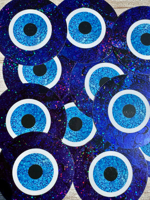 Bespattered Facade Evil Eye Protection Symbol Glitter Magnet