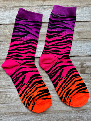 Neon Animal Print Unisex Mid-Calf Adult Socks Set