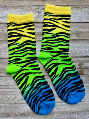 Neon Animal Print Unisex Mid-Calf Adult Socks Set