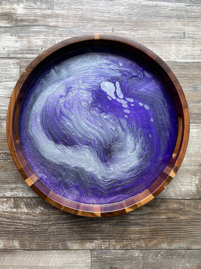"The Audition Collection" Amethyst Jewel Medium Round Acacia Wood Tray