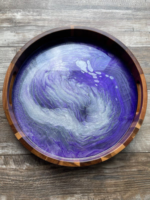 "The Audition Collection" Amethyst Jewel Medium Round Acacia Wood Tray