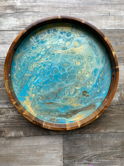 "The Audition Collection" Seaside Large Round Acacia Wood Tray