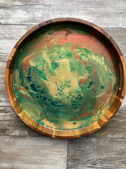 "The Audition Collection" Emerald City Large Round Acacia Wood Tray