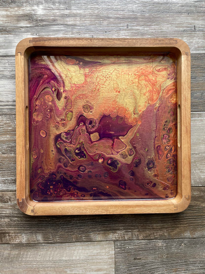 "The Audition Collection" Purple Penny Square Acacia Wood Tray