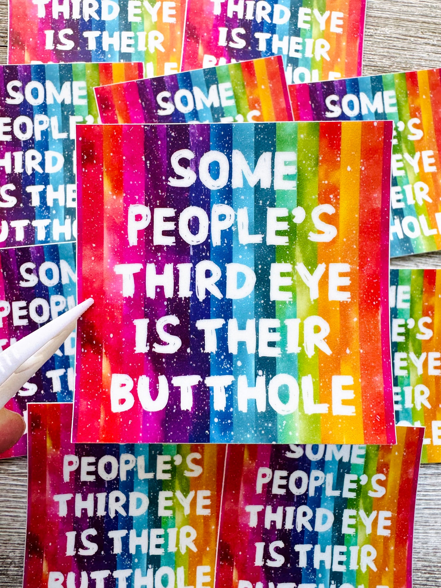 Bespattered Facade All-Seeing Butthole Rainbow Sticker