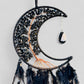 Medium Wall Hanging Crescent Moon Dream Catcher with Black Obsidian Stones & Hanging Stone Charm with Feathers Blacked Out Modern Home Decor