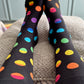 Black & Rainbow Dots Unisex Mid-Calf Adult Socks