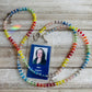 Rainbow Crystals Beaded ID Badge Lanyard / Crossbody Phone Strap / Bag Chain Purse Charm