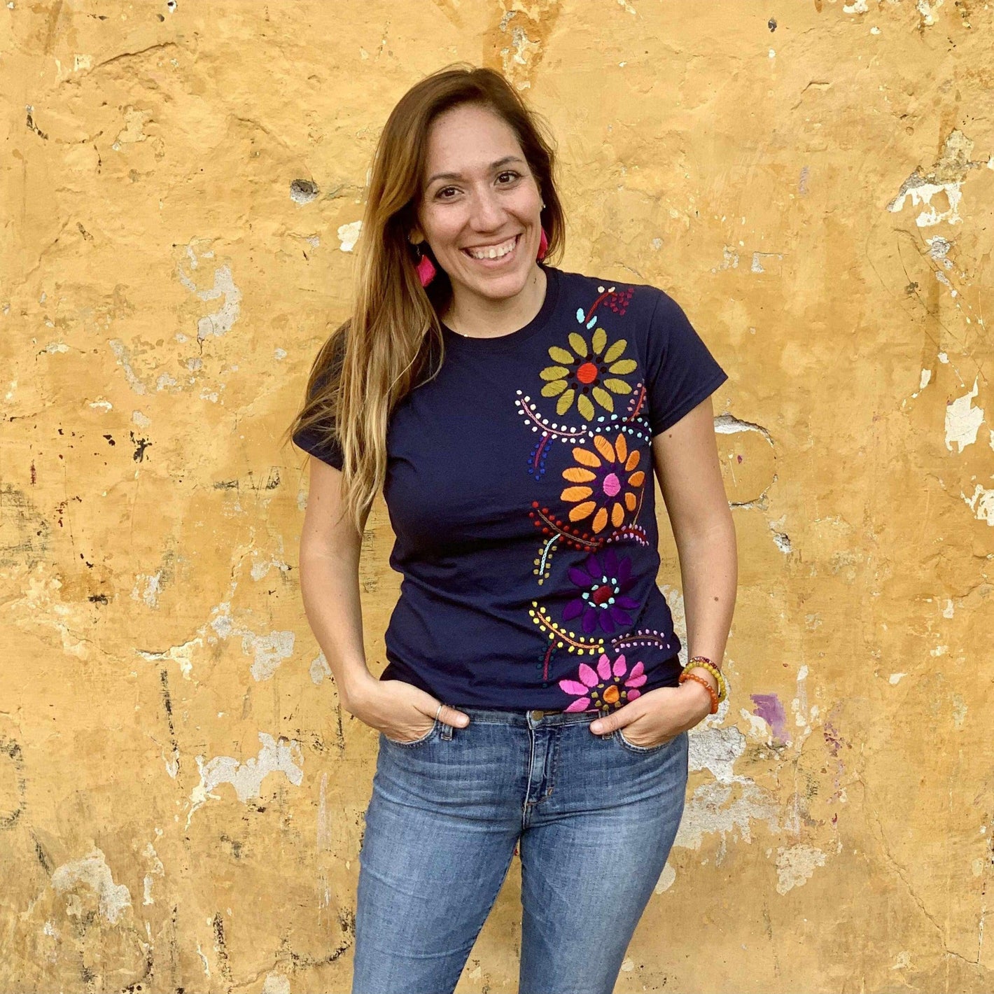 Luzy Hand Embroidered Fitted T-Shirt - Mexico