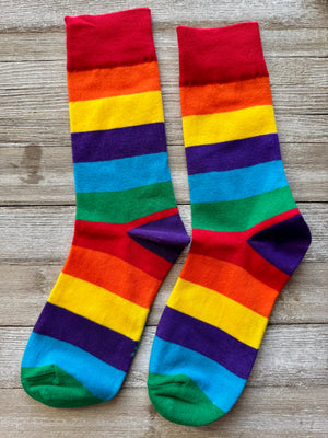 Rainbow Stripes Unisex Adult Crew Socks