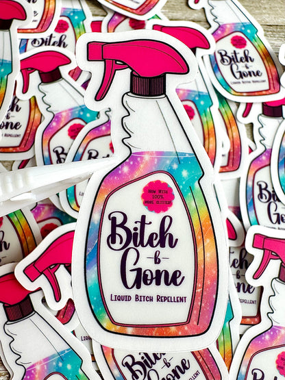 Bespattered Facade Bitch-b-Gone Rainbow Liquid Bitch Repellent Clear Sticker