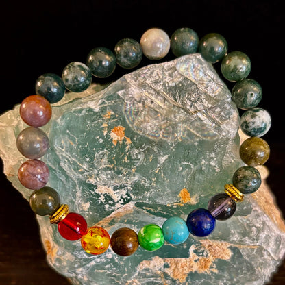 Chakra & India Onyx Healing Bracelet – Grounding Energy & Spiritual Balance