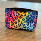 Bespattered Facade Rainbow Watercolor Leopard Accessory Pouch With T-Bottom | 2 Sizes