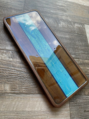 *imperfect* Sophisticated Stripe Small Rectangular Acacia Wood Tray