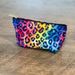 Bespattered Facade Rainbow Watercolor Leopard Accessory Pouch With T-Bottom | 2 Sizes