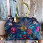 Flora Pioneer Doctor Bag, Atenti USA Handmade, Embroidered Mary Poppins Snap Frame