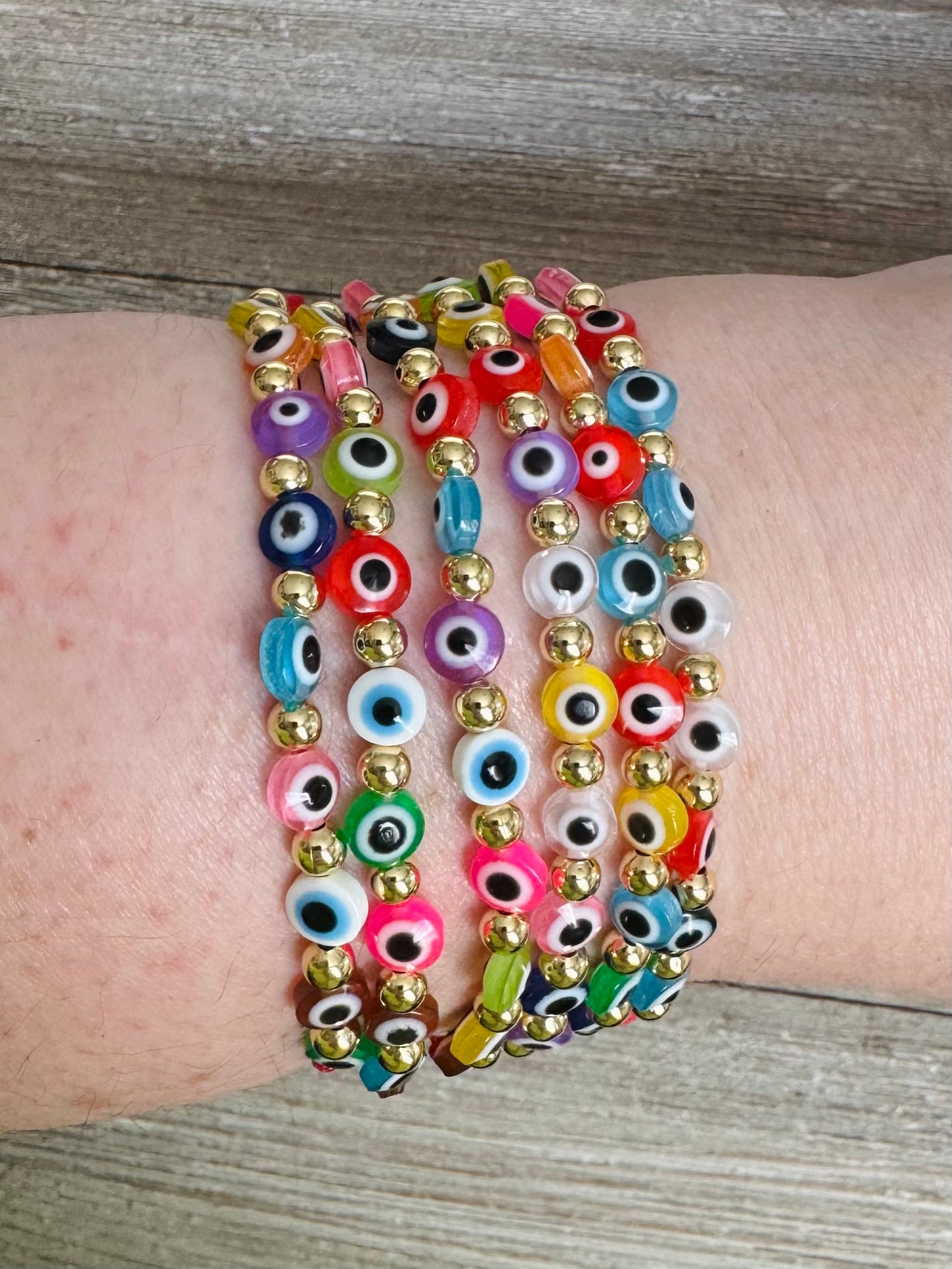 Rainbow Beaded Evil Eye Amulet Colorful Adjustable String Bracelets