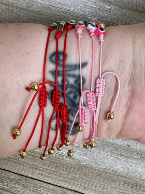 Rainbow Beaded Evil Eye Amulet Colorful Adjustable String Bracelets