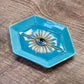Blue and Rose Gold Hexagon Evil Eye Jewelry/Trinket/Ring Dish