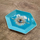 Blue and Rose Gold Hexagon Evil Eye Jewelry/Trinket/Ring Dish