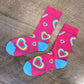 Pink Rainbow Hearts Unisex Mid-Calf Adult Socks