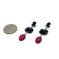 Faceted Onyx Cranberry & Cameo Lucite Trinket Earrings