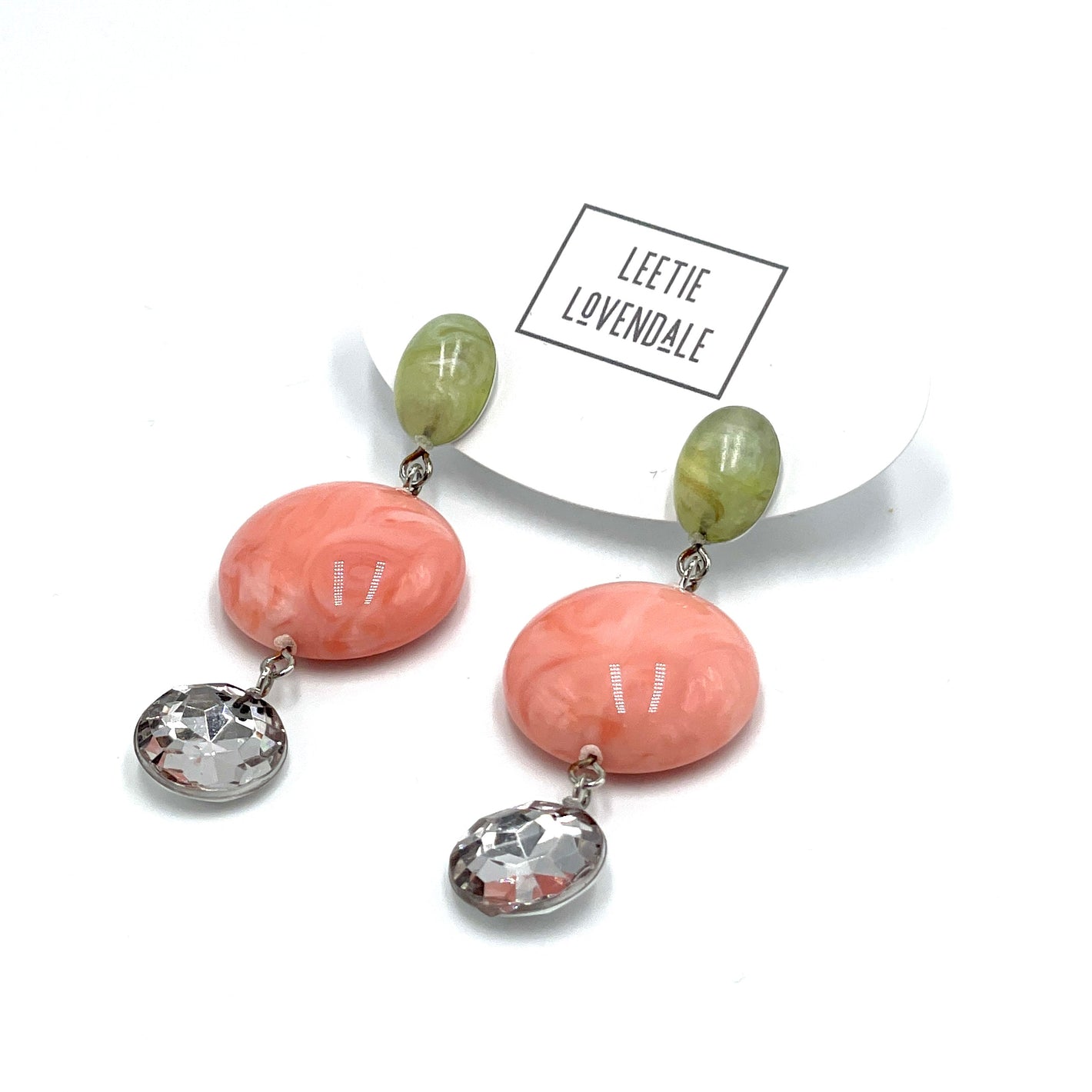 Mottled Peach & Marbled Sage Trinket Earrings