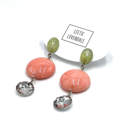 Mottled Peach & Marbled Sage Trinket Earrings