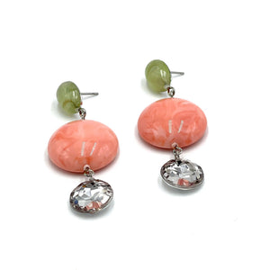 Mottled Peach & Marbled Sage Trinket Earrings
