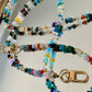Rainbow Gemstone and Crystal Beaded ID Badge Lanyard / Crossbody Phone Strap / Bag Chain Purse Charm