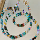 Rainbow Gemstone and Crystal Beaded ID Badge Lanyard / Crossbody Phone Strap / Bag Chain Purse Charm