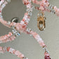 Pink Gemstone and Crystal Beaded ID Badge Lanyard / Crossbody Phone Strap / Bag Chain Purse Charm