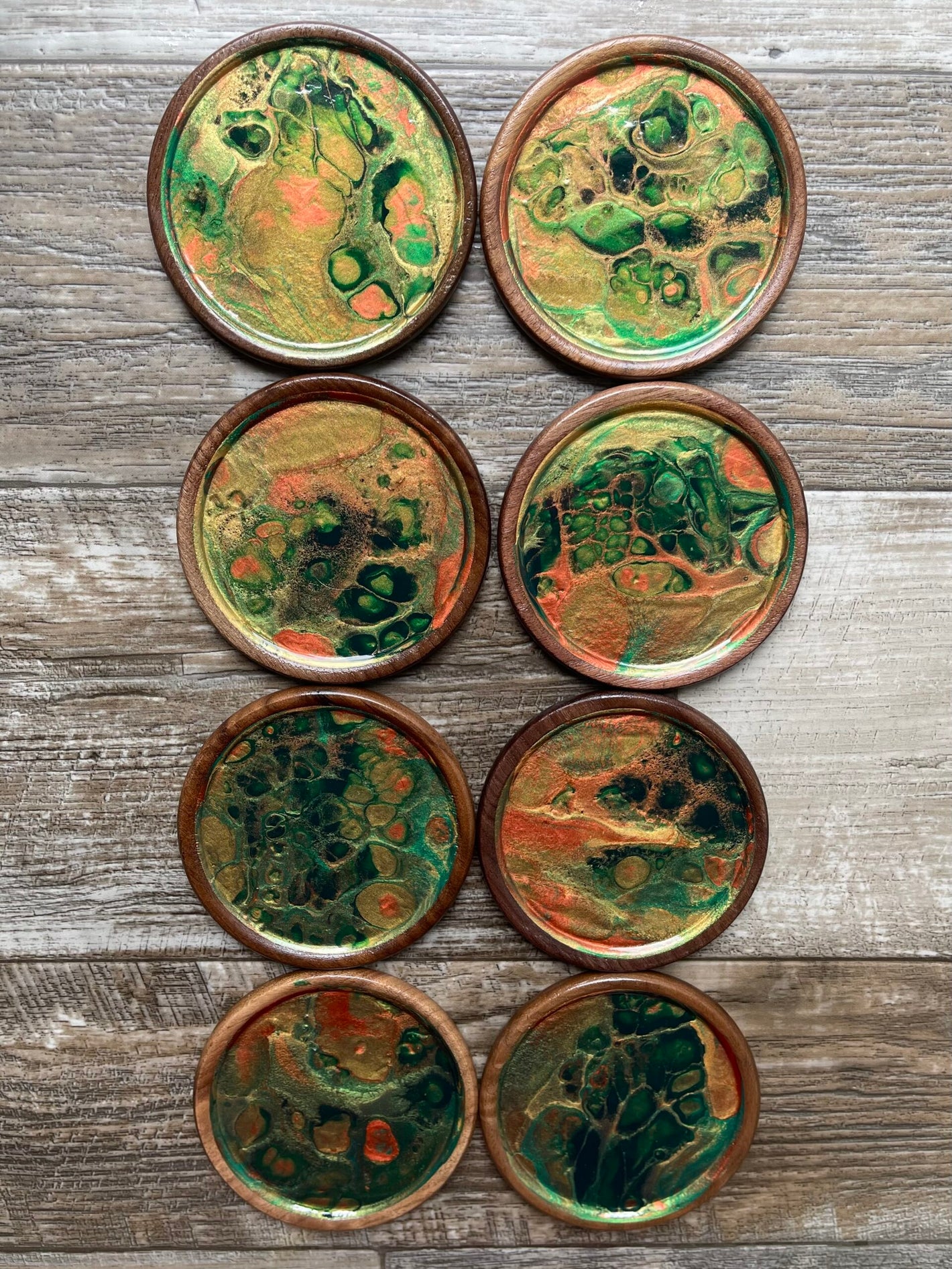 Emerald City Set of 8 Walnut Wood Coasters