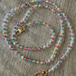 Rainbow and Glass Beaded ID Badge Lanyard / Crossbody Phone Strap / Bag Chain Purse Charm