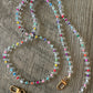 Rainbow and Glass Beaded ID Badge Lanyard / Crossbody Phone Strap / Bag Chain Purse Charm