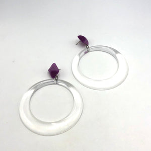 Clear & Lilac Moonglow Iris Earrings